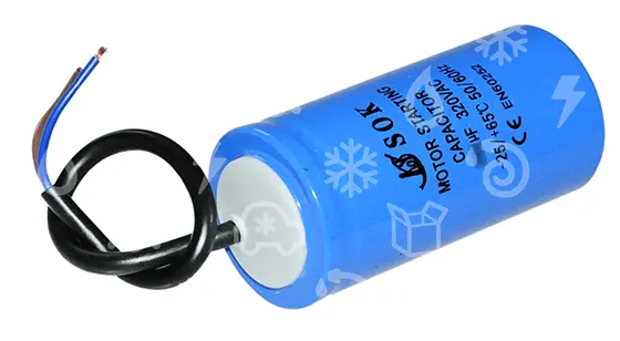 kondenzátor rozběhový TC 544, 220 uF, 320V, d = 42x95 mm, kabel 25 cm